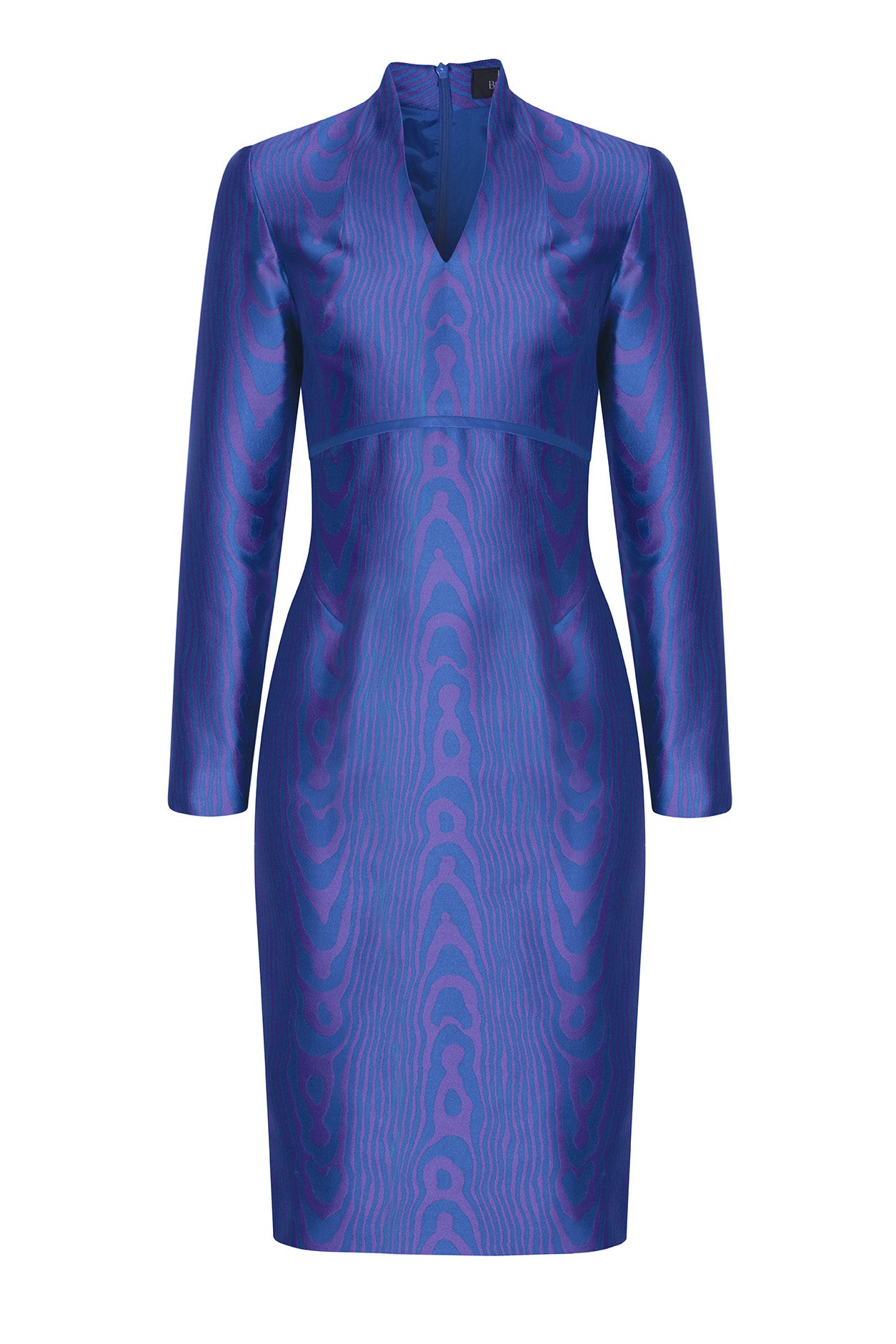 Moiré Silk Sateen Dress in Purple/Royal - Emma