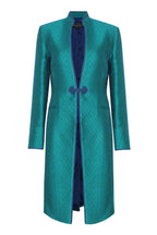 Emerald/Blue Herringbone Dress Coat - Vicky