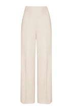 Wide Leg Trousers in Plain Beige Faille - Paloma
