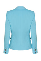 Smart Blazer Jacket in Soft Turquoise Doeskin - Inez