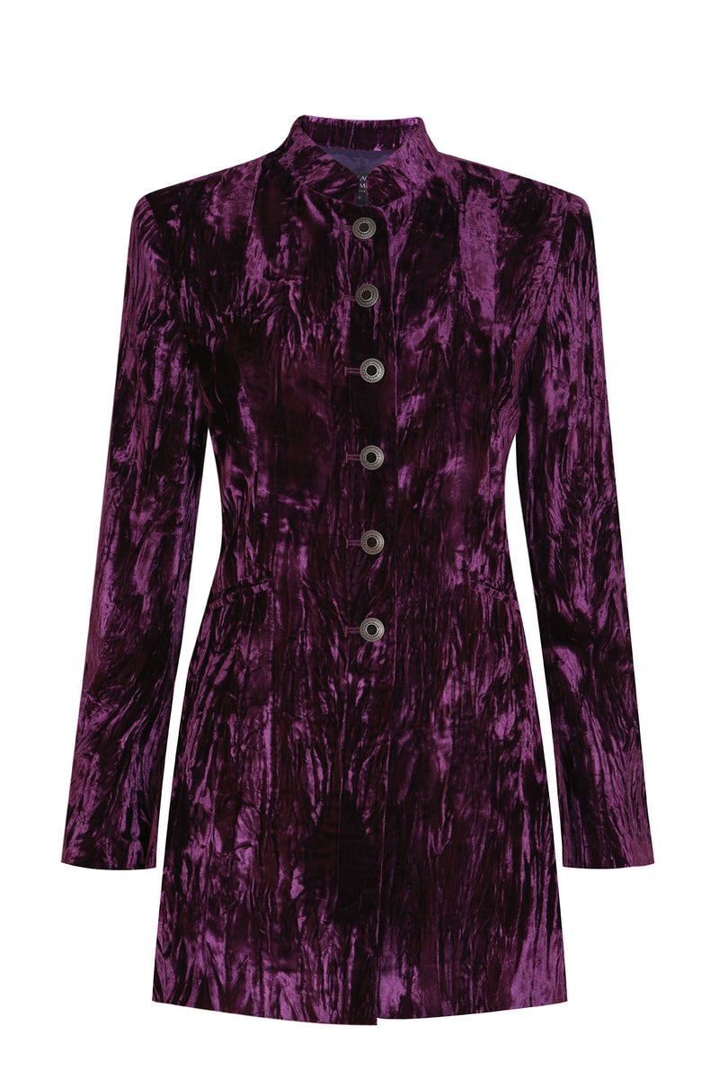 Crushed Velvet Jacket in Aubergine - Zoe – Lalage Beaumont