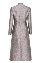 Emilia Dress in Greige/Aqua Sateen