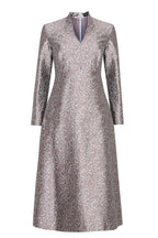 Emilia Dress in Greige/Aqua Sateen