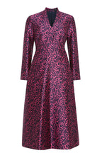 Emilia Dress in Navy/Berry Jacquard Flower