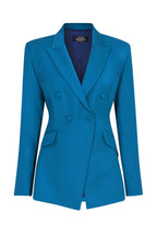 Imogen Jacket in Petrol Wool Faille