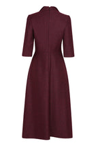 Naomi Dress in Burgundy Donegal Tweed