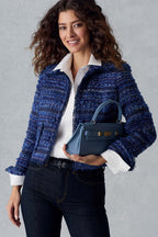 Davi Jacket in Blue Striped French Tweed