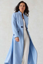 Vanessa Coat in Sky Blue Wool Faille