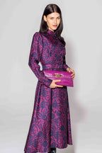 Cleo Dress in Navy/Wine Rose Print