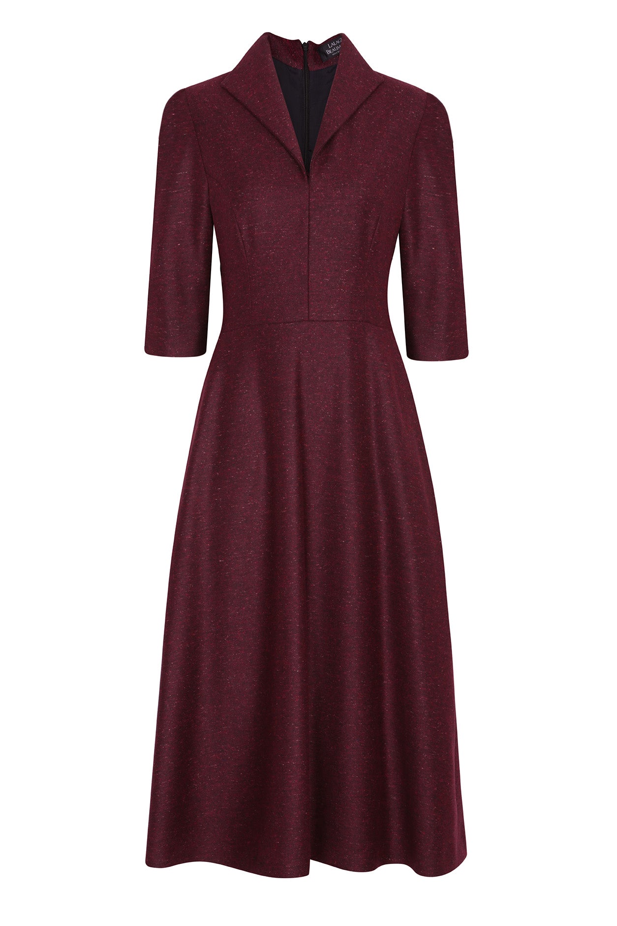 burgundy tweed dress Naomi in Donegal Tweed, 8 / Burgundy Our burgundy tweed dress