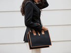 Aurora Compact Logo Jacquard Print Tote Bag - Black/Tan
