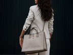 Aurora Large Logo Jacquard Print Tote Bag - Beige/Taupe