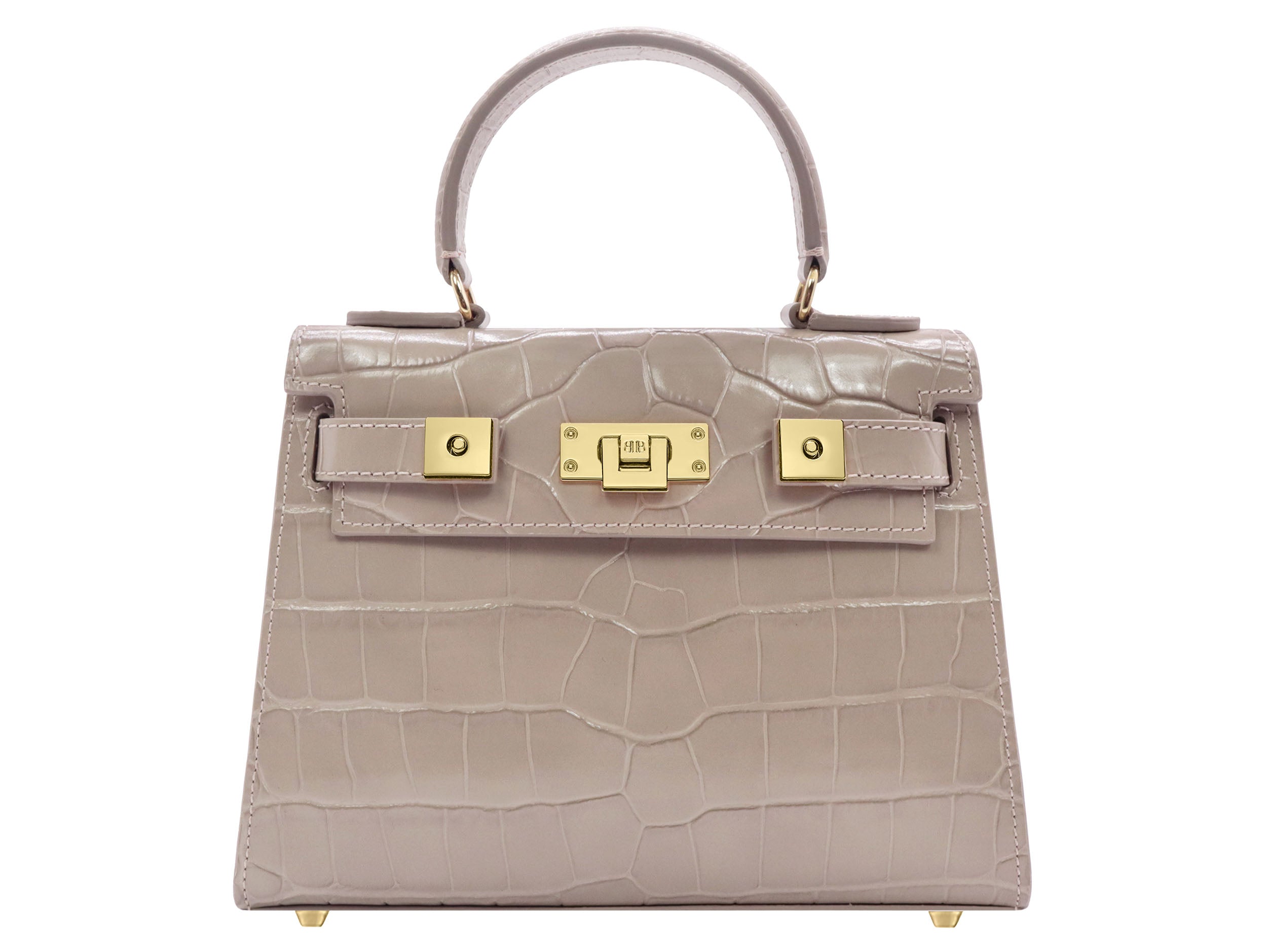 Maya Midi Orinoco 'Croc' Print Calf Leather Handbag - Stone