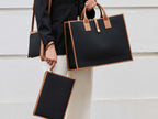 Small Pouch in Logo Jacquard Print - Black/Tan