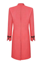 Coral Dress Coat in Summer Brocade with Cord Trim and Frogging - Vicky