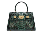 Maya Mignon Pythonskin Handbag - Dark Green