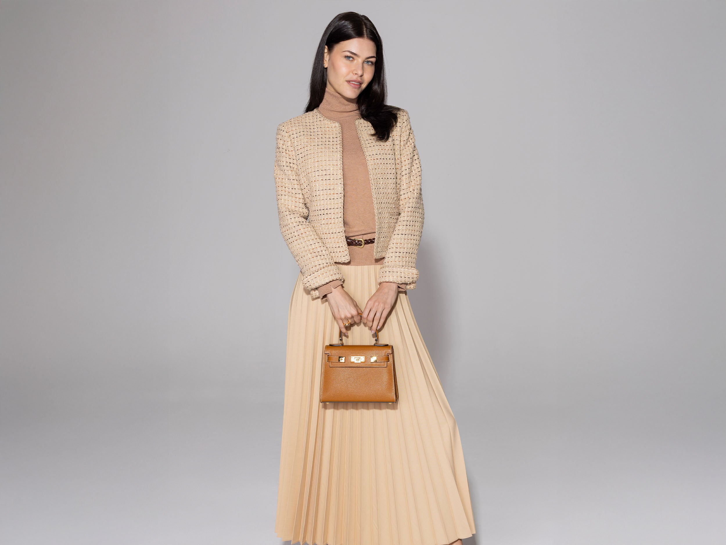 Maya Midi Palmellato Handbag Tan | Lalage Beaumont