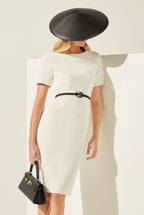 Wool Faille Dress in Ivory - Angie