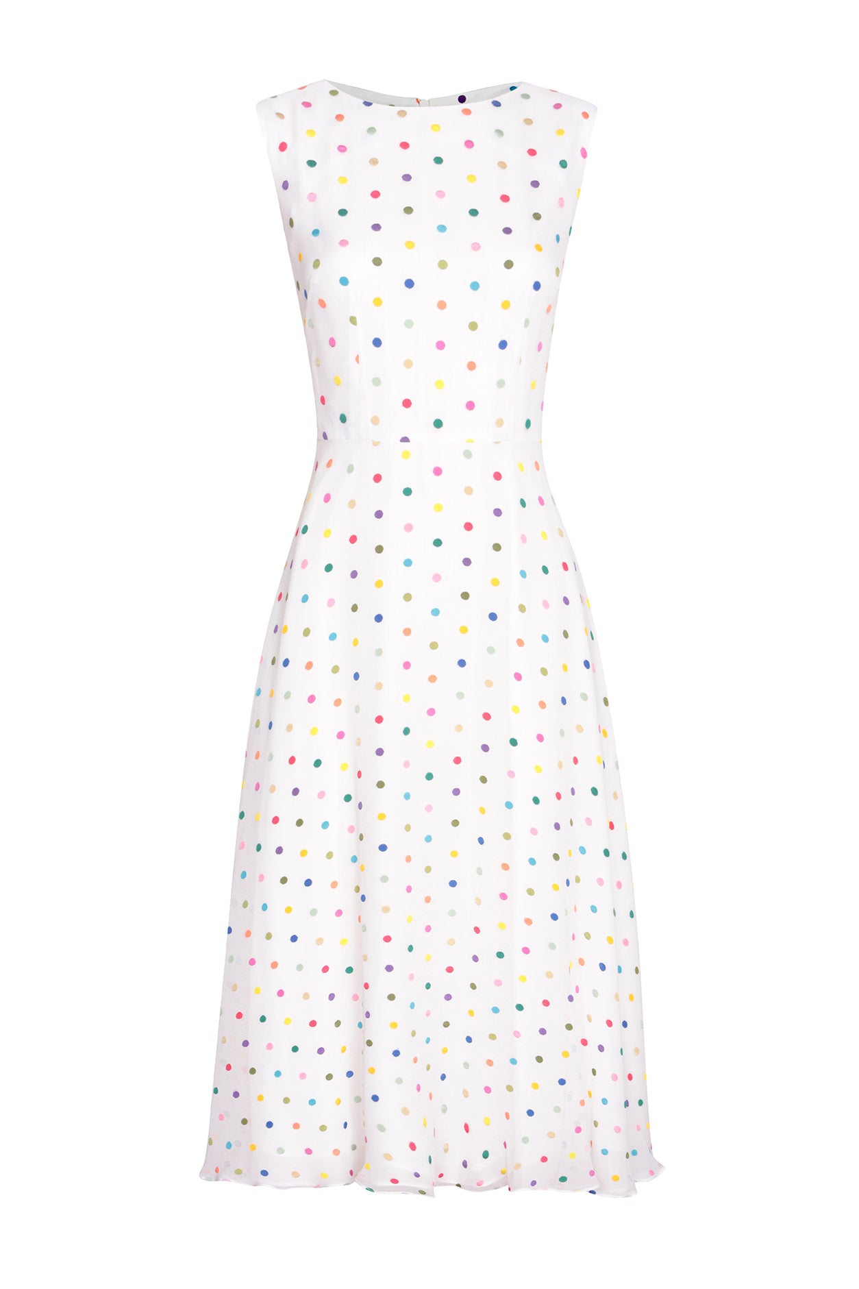 Sleeveless Midi Dress in Embroidered Dot Chiffon - Lettie