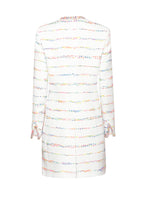 Dress Coat in White Tweed with Multi-Coloured Stripes - Vanya 3/4