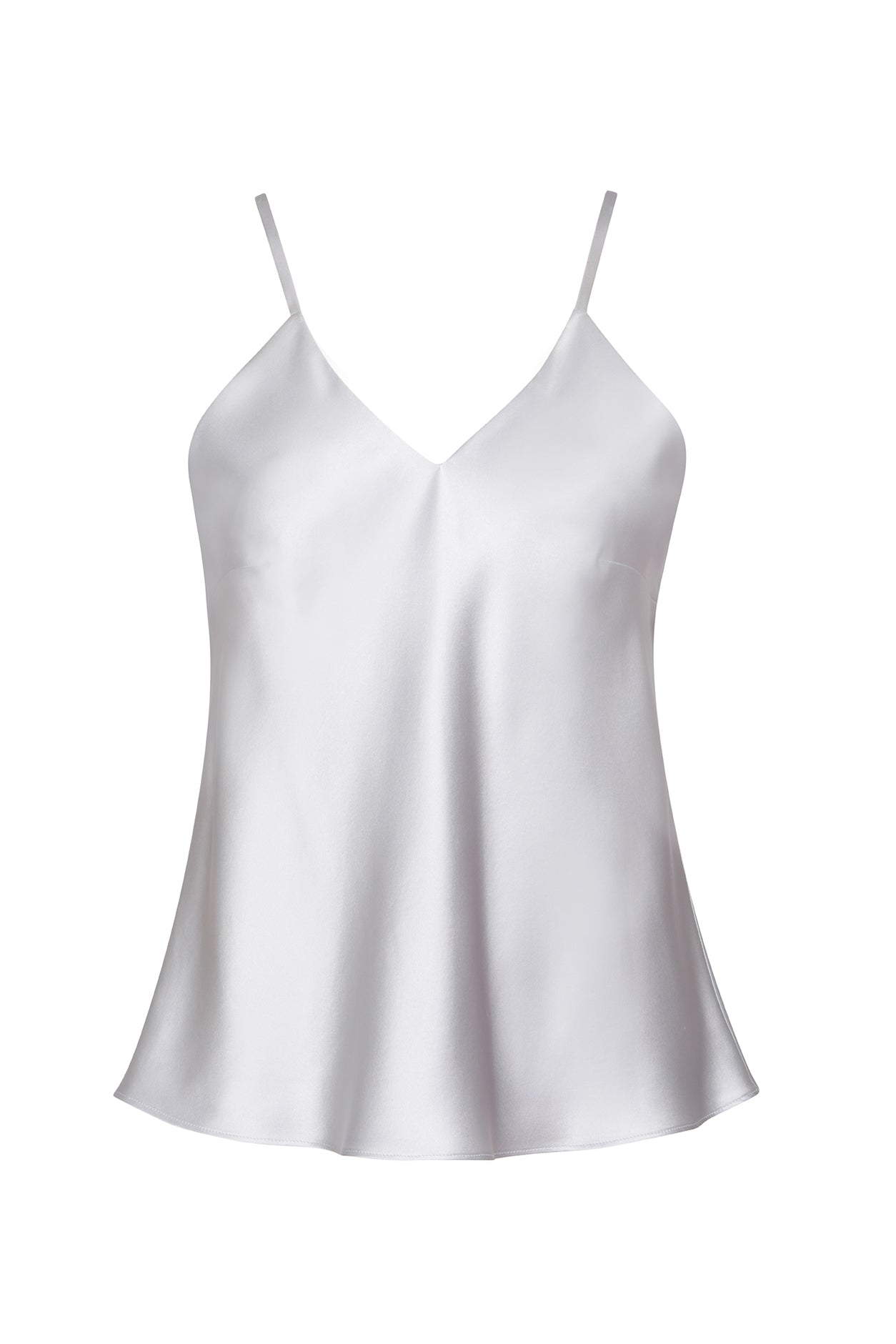 Silk Satin Top in Pale Grey Satin Cami Lalage Beaumont