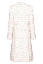 Pastel Tweed Dress Coat with Fringed Edges - Claire