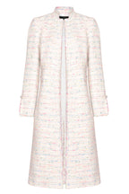Pastel Tweed Dress Coat with Fringed Edges - Claire