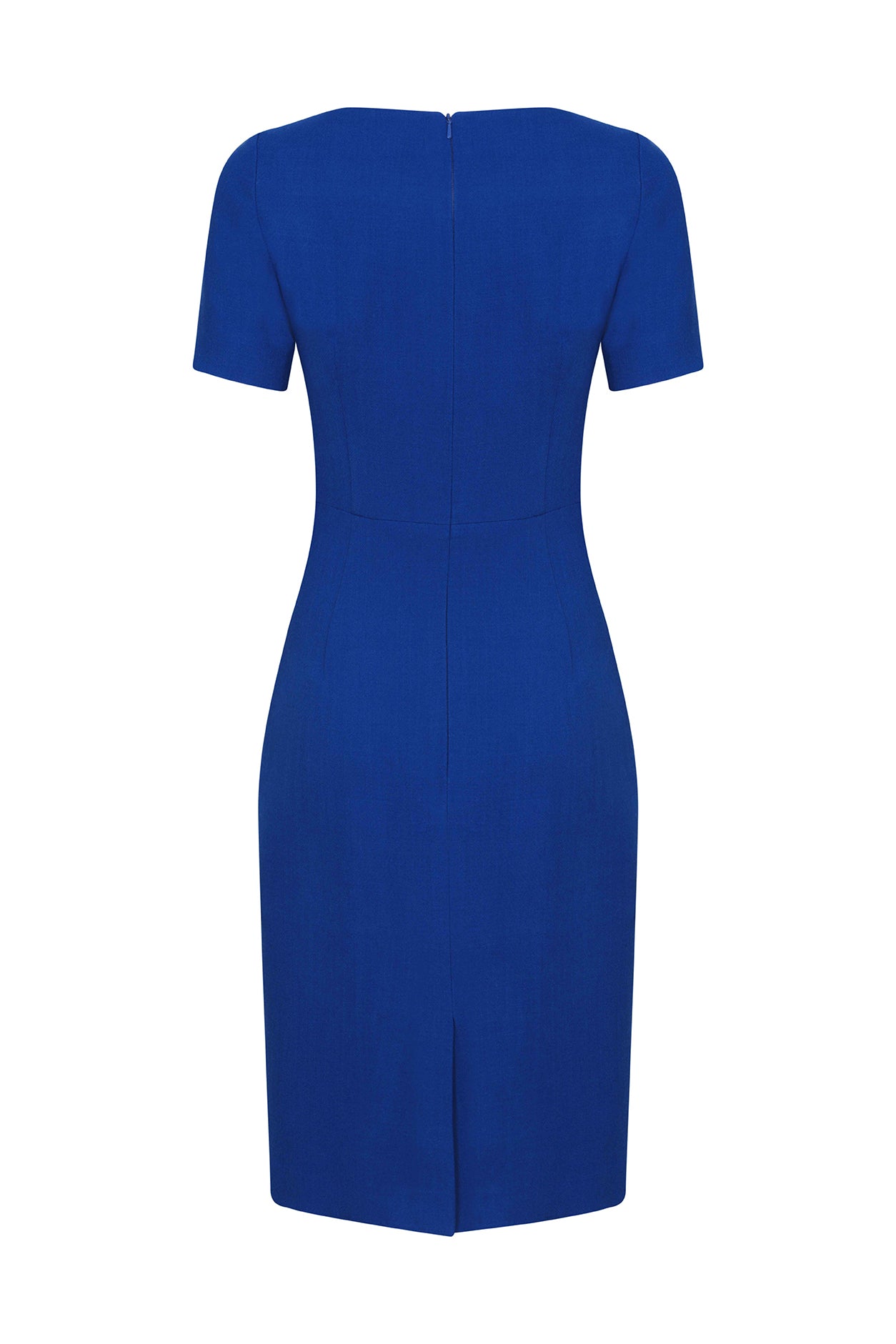 Boat Neck Shift Dress with Short Sleeves in Plain Royal Blue Wool Fail Lalage Beaumont Boat Neck Shift Dress with Short Sleeves in Plain Royal Blue Wool Fail Lalage Beaumont