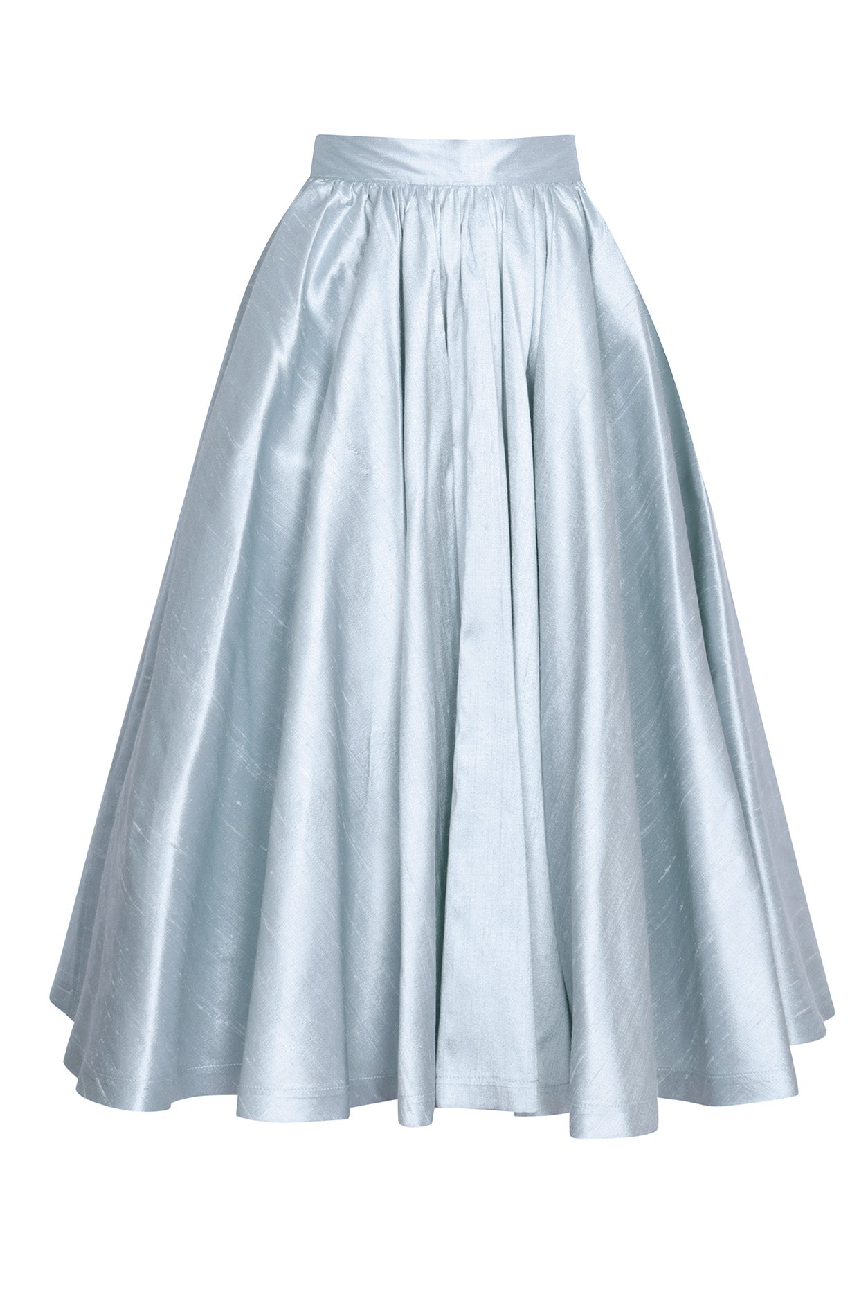 Circular Silk Dupion Skirt in Sky Blue Chrissie Lalage Beaumont
