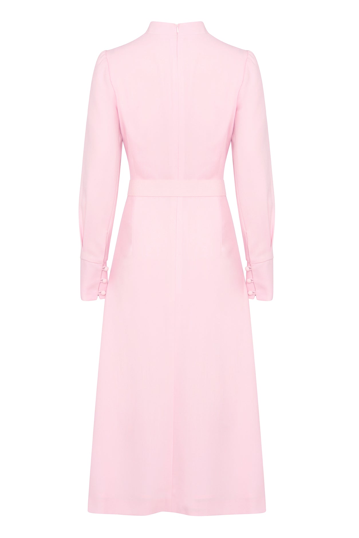 fitted lace wedding dress Long Sleeved Midi Dress in Pale Pink Wool Crepe Cady - Cleo fitted lace wedding dress Long Sleeved Midi Dress in Pale Pink Wool Crepe Cady - Cleo