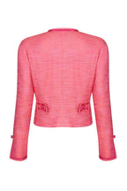 Bright Pink/Orange Short Tweed Jacket with Braid Buttons - Carrie