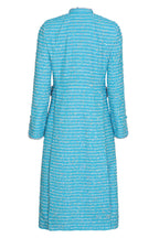Turquoise Tweed Dress-Coat with Multi Stripes - Claire