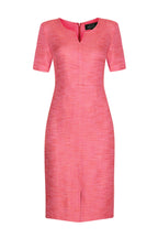 Tweed Dress with Neck and Hem Slits in Pink/Orange - Eve