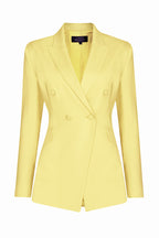 Summer Yellow Double Breasted Blazer Wool Jacket - Imogen