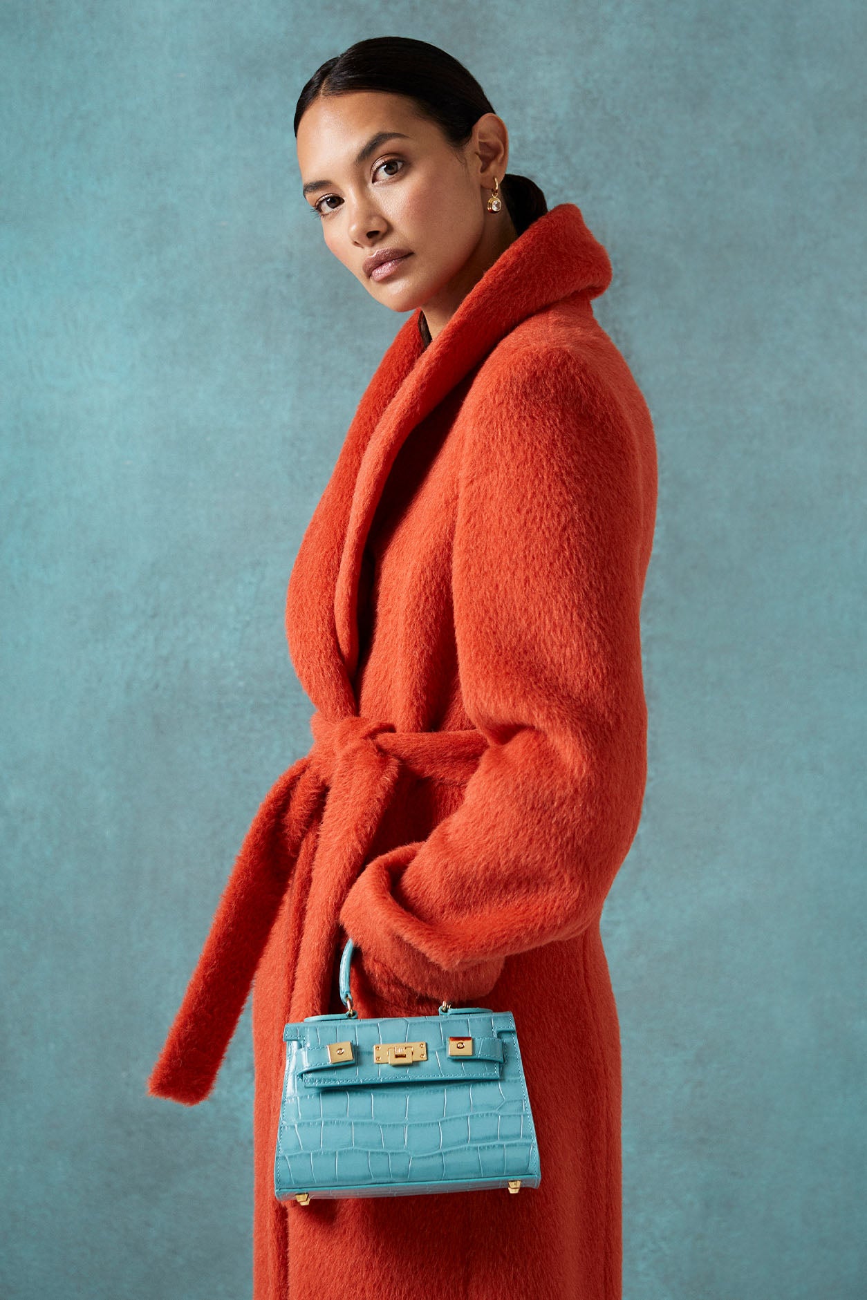 Alpaca Wool Coat in Burnt Orange Tahlia Lalage Beaumont