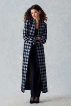 Vicky Long Coat in Ash Blue/Black Diamond