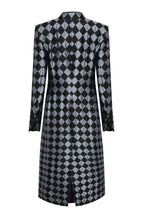 Vicky Long Coat in Ash Blue/Black Diamond