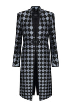 Vicky Long Coat in Ash Blue/Black Diamond
