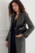 Vicky Coat in Olive with Gold and Black Ribbon Jacquard