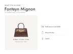 Lalage Beaumont Fonteyn Mignon handbag in taupe croc print leather, what fits and measurements