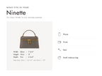Lalage Beaumont Ninette handbag in taupe grained leather, what fits and measurements