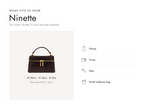 Lalage Beaumont Ninette handbag in espresso lizard print leather, what fits and measurements