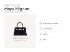 Lalage Beaumont Maya Mignon handbag in black and silver pebble print leather, what fits and measurements
