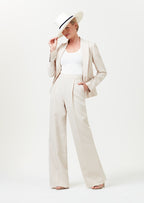 Blazer Jacket in Biscuit Linen Mix - Inez