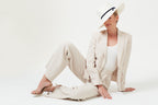 Blazer Jacket in Biscuit Linen Mix - Inez