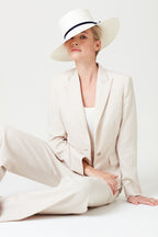 Blazer Jacket in Biscuit Linen Mix - Inez