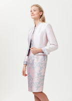 Silk Floral Jacquard Dress with Sleeves - Angie