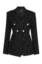 Tweed Jacket in Black Tweed with White Dots - Imogen