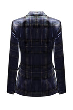 Tartan Velvet Jacket in Blue/Green - Imogen