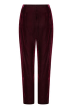 Burgundy Plain Velvet Narrow-Leg Trousers - Phoebe